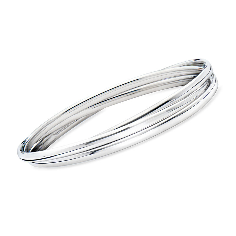 Italian Sterling Silver Rolling Bangle Bracelet image number 0