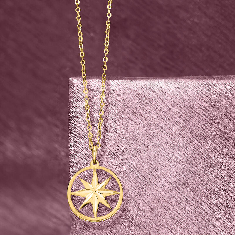 Italian 14kt Yellow Gold North Star Necklace. 16&quot; image number 2