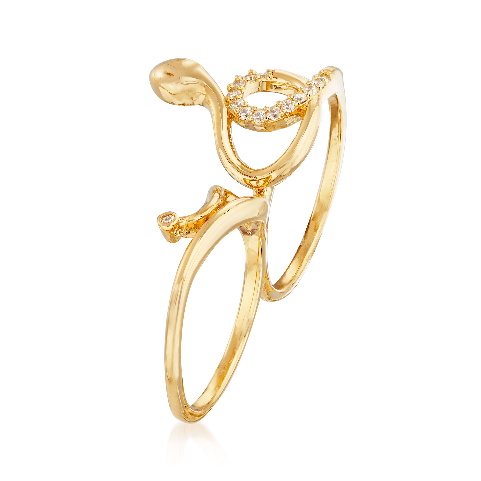 28 ct. t.w. CZ Snake Two-Finger Ring in 14kt Gold Over