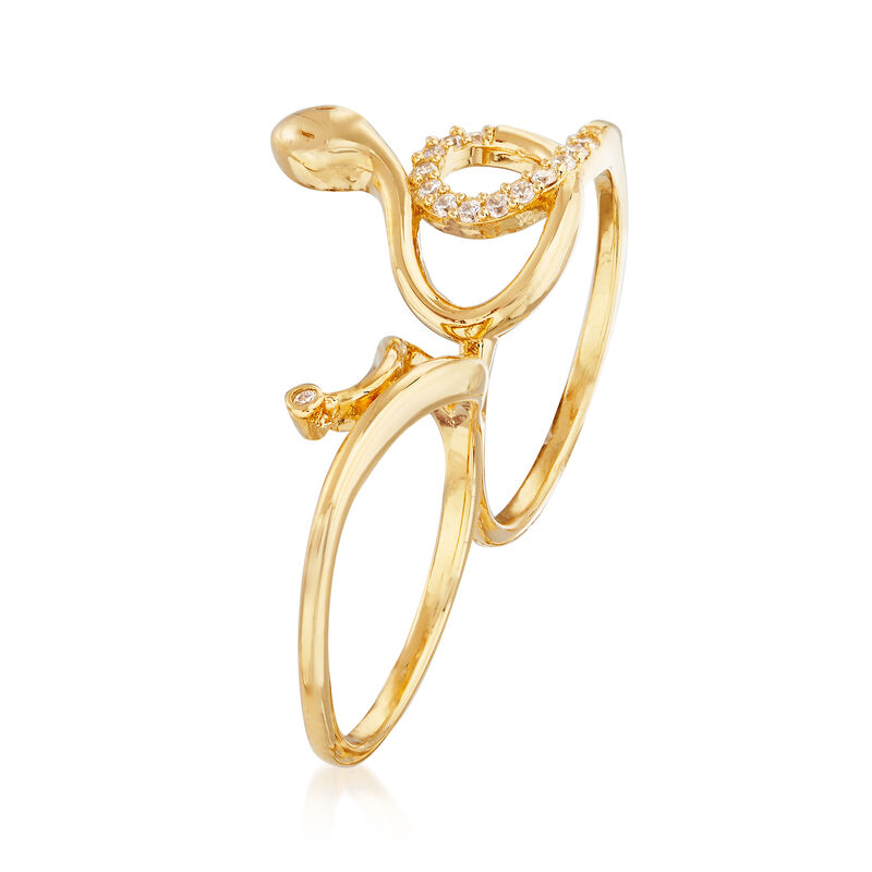 .28 ct. t.w. CZ Snake Two-Finger Ring in 14kt Gold Over Sterling image number 2