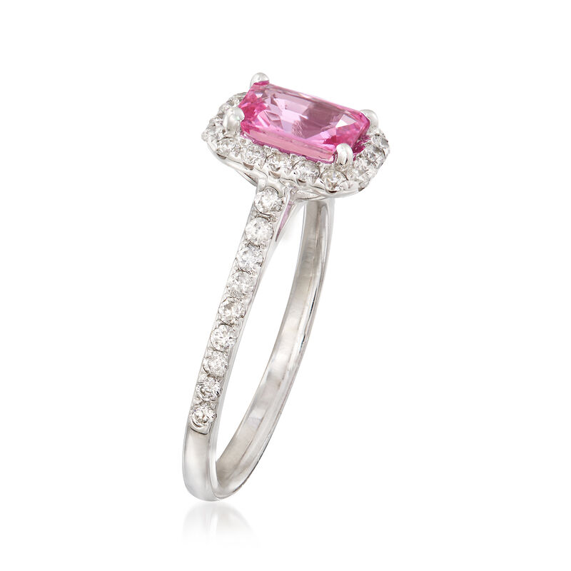 1.10 Carat Pink Sapphire and .50 ct. t.w. Diamond Halo Ring in 14kt White Gold image number 2
