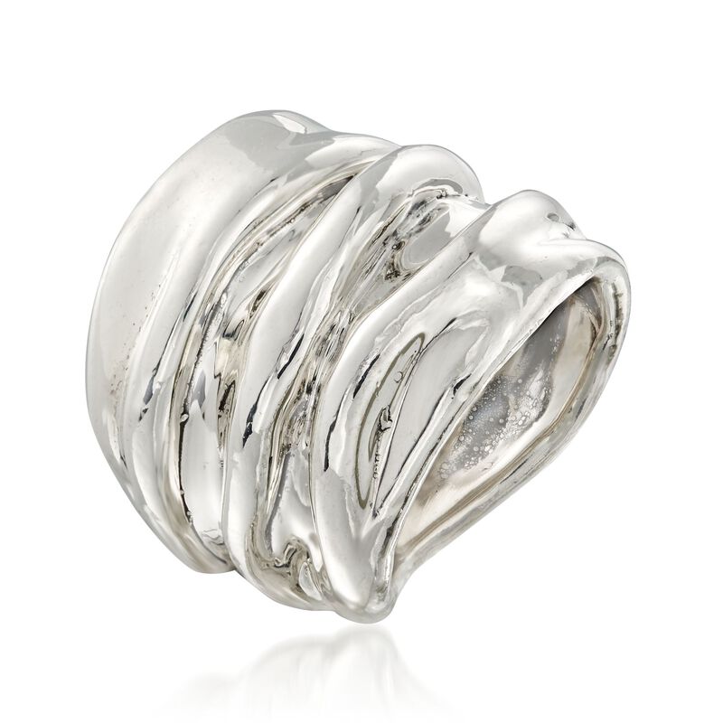 Sterling Silver Crimped Ring image number 2