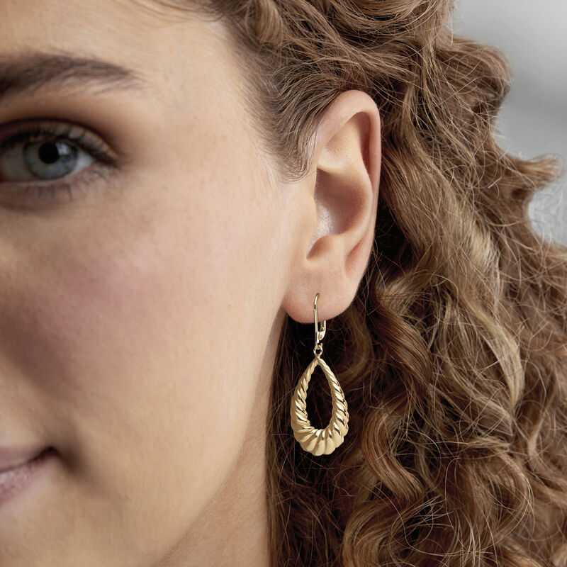 18kt Gold Over Sterling Twisted Teardrop Earrings  image number 1