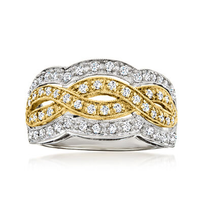 C. 1990 Vintage .60 ct. t.w. Diamond Woven Ring in 18kt Two-Tone Gold