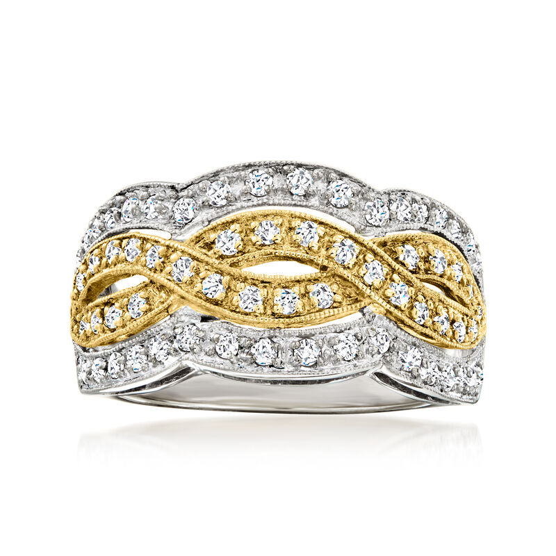 C. 1990 Vintage .60 ct. t.w. Diamond Woven Ring in 18kt Two-Tone Gold. Size 6.5 image number 0
