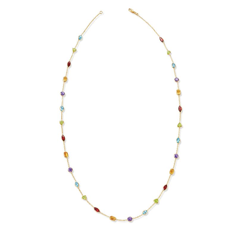 9.70 ct. t.w. Multi-Gemstone Station Necklace in 14kt Yellow Gold image number 3