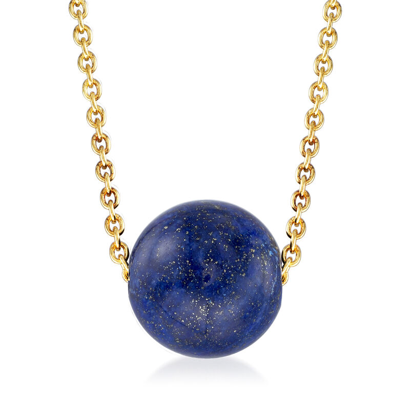 Lapis Bead Necklace in 18kt Gold Over Sterling. 18&quot; image number 1