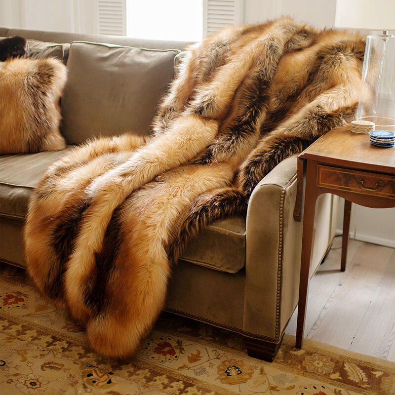 Limited Edition Red Fox Faux Fur Throw Blanket image number 2