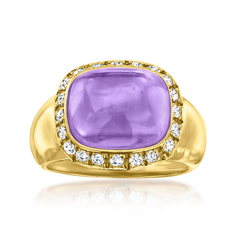 C. 1980 Vintage 6.40 Carat Amethyst and .50 ct. t.w. Diamond Ring in 18kt Yellow Gold. Size 6.5 image number 0