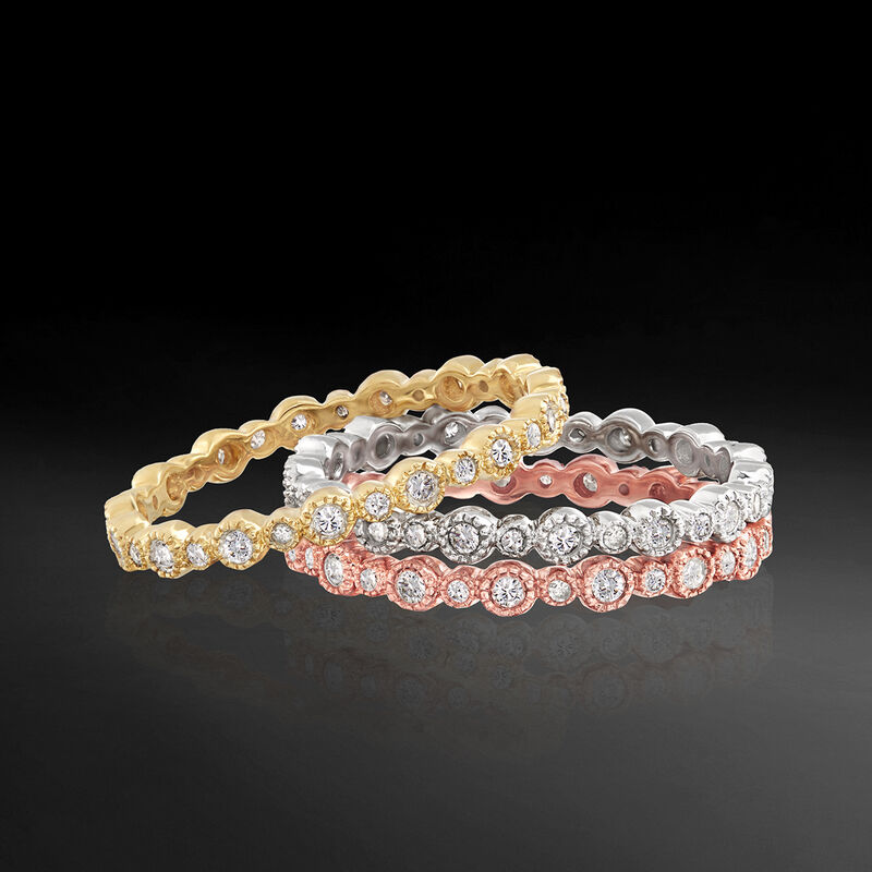 .75 ct. t.w. Diamond Jewelry Set: Three Eternity Bands in 14kt Tri-Colored Gold. Size 10 image number 4