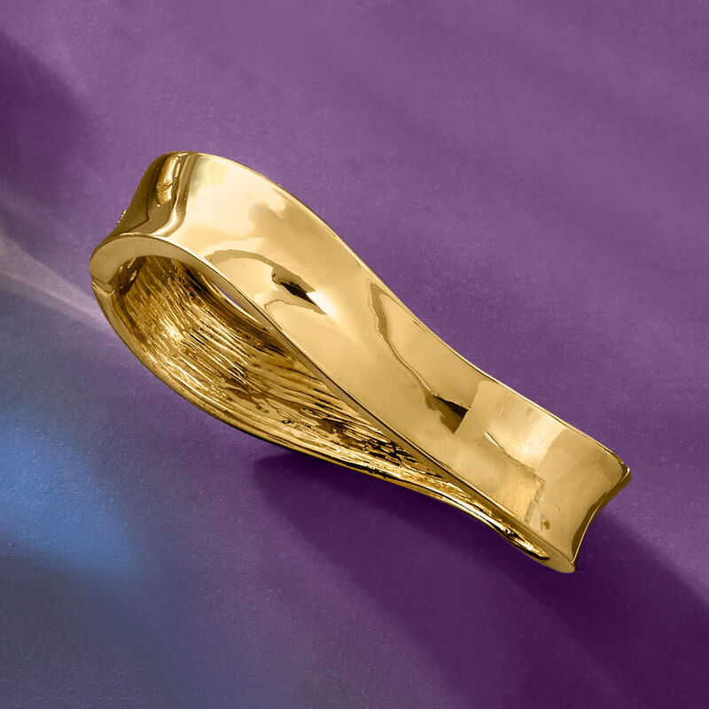 14kt Yellow Gold-Plated Wavy Bangle Bracelet. 7.5" image number 4