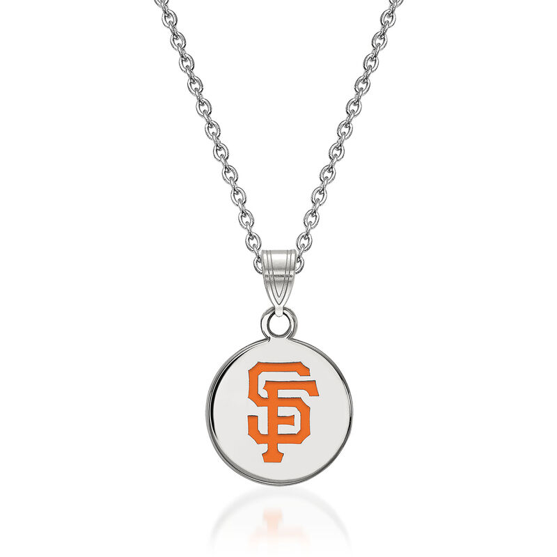 Sterling Silver  San Francisco Giants Enamel Disc Pendant Necklace. 18" image number 0