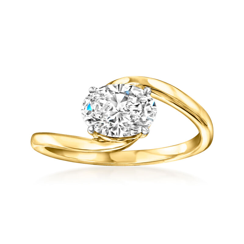 1.00 Carat Lab-Grown Diamond Asymmetrical Ring in 14kt Yellow Gold image number 0