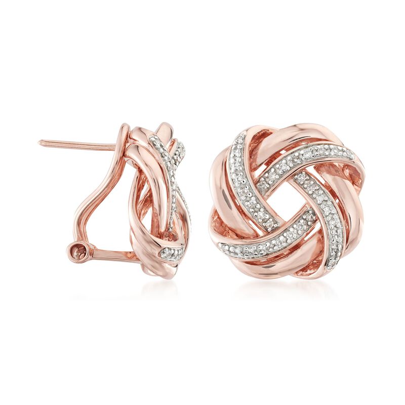 .20 ct. t.w. Diamond Love Knot Earrings in 18kt Rose Gold Over Sterling image number 2