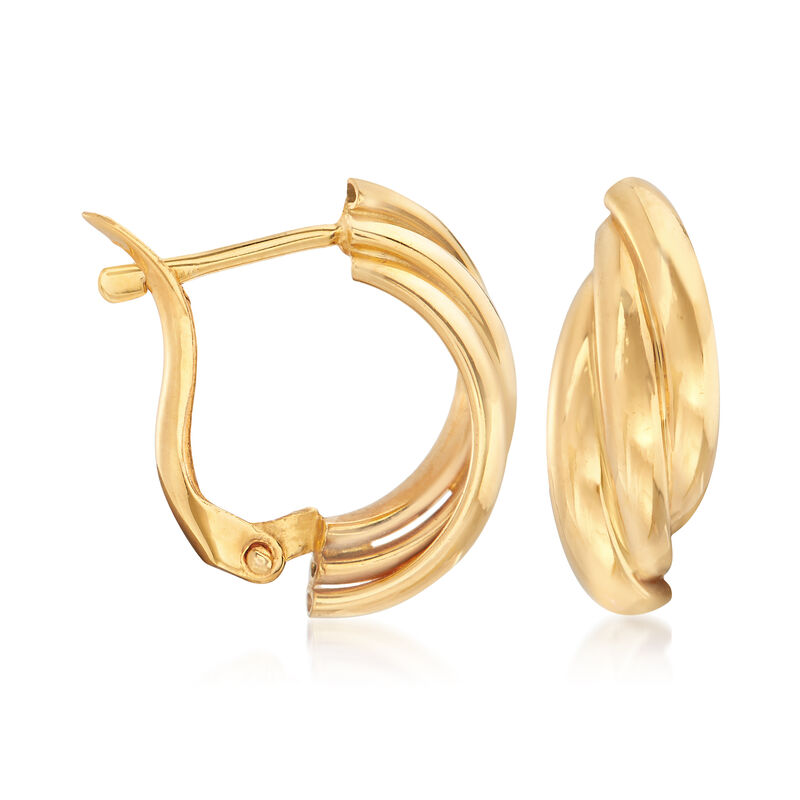 22kt Yellow Gold Triple-Curve Earrings image number 2