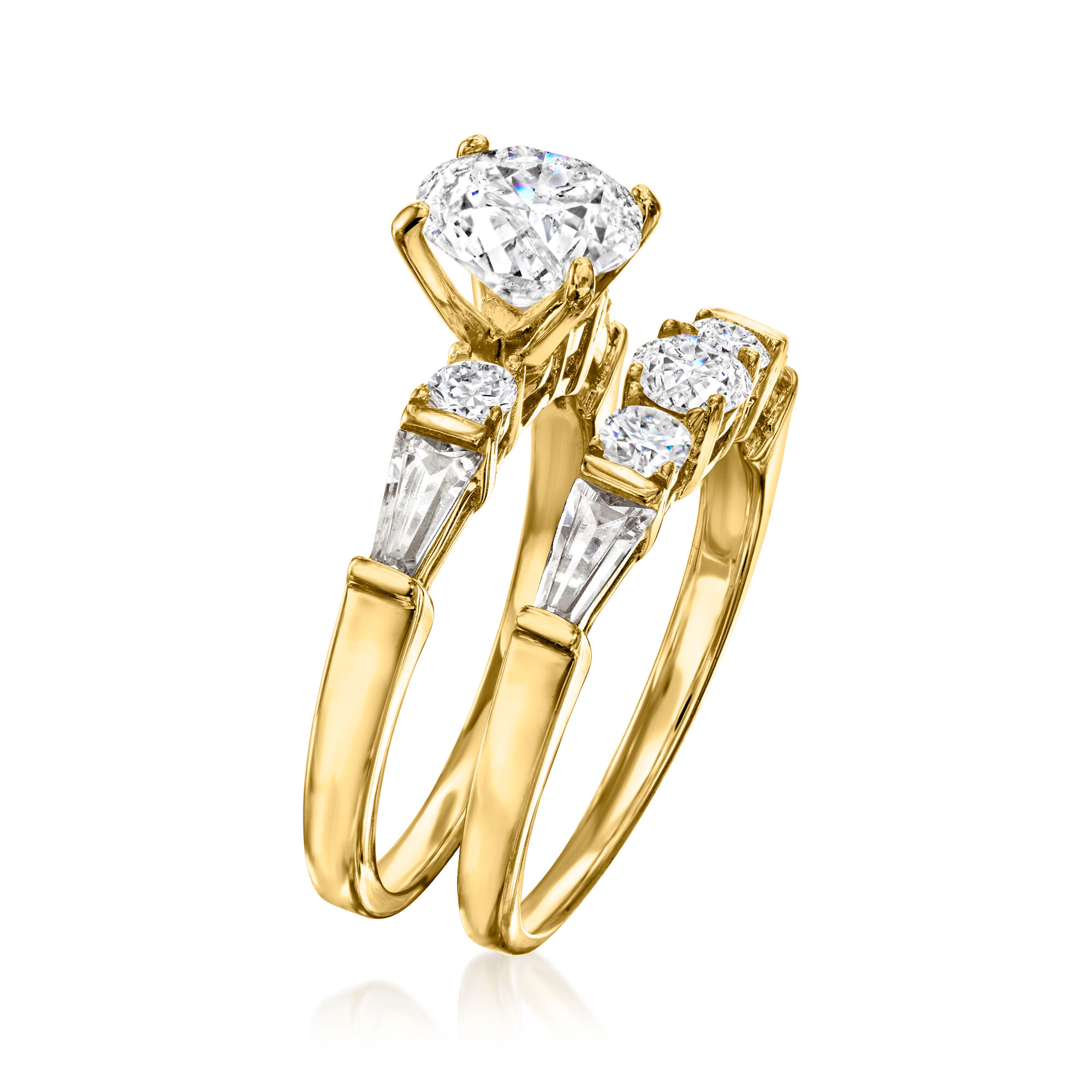 Gold cz wedding sets on sale