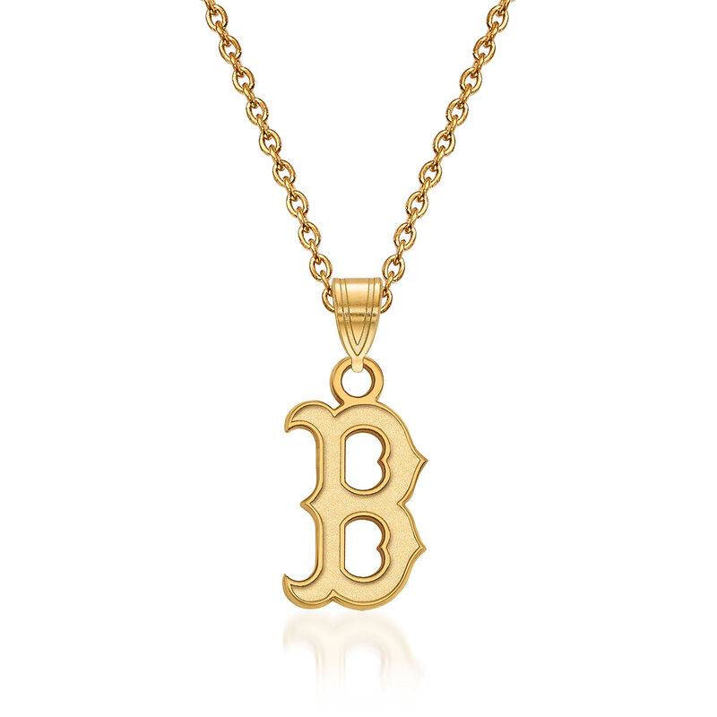 14kt Yellow Gold MLB Boston Red Sox Pendant Necklace. 18&quot; image number 0