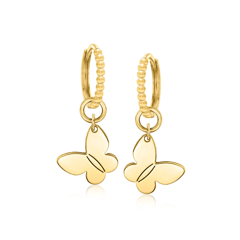 Italian 14kt Yellow Gold Butterfly Hoop Charms image number 3