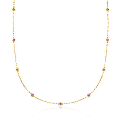 .70 ct. t.w. Bezel-Set Amethyst Station Necklace in 18kt Gold Over Sterling