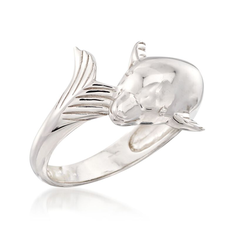 Sterling Silver Dolphin Bypass Ring image number 3
