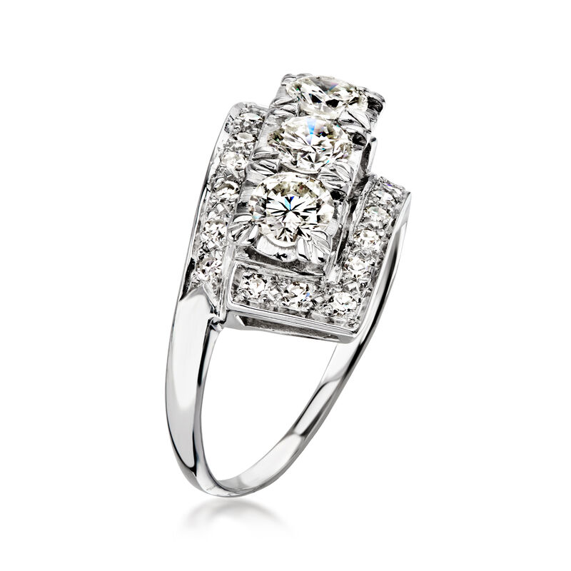 C. 1990 Vintage 1.30 ct. t.w. Diamond Ring in 14kt White Gold. Size 6 image number 2