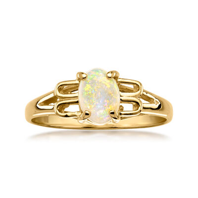 C. 1980 Vintage Opal Ring in 14kt Yellow Gold