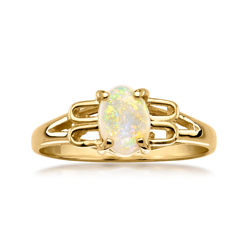 C. 1980 Vintage Opal Ring in 14kt Yellow Gold. Size 6 image number 0