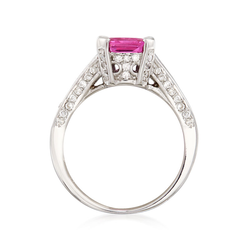 2.50 ct. Pink Sapphire and .65 ct. t.w. Diamond Ring in 14kt White Gold image number 3