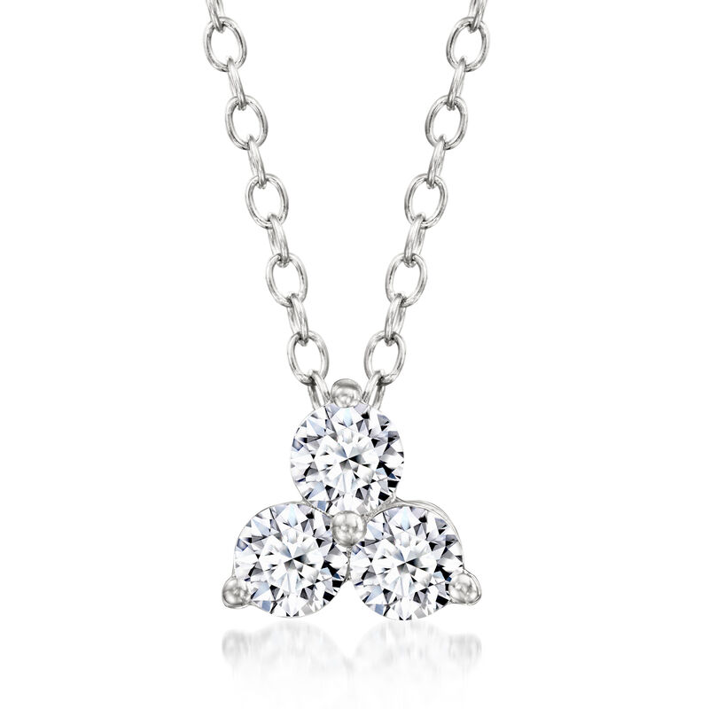 .50 ct. t.w. Lab-Grown Diamond Three-Stone Pendant Necklace in Sterling Silver. 18&quot; image number 0