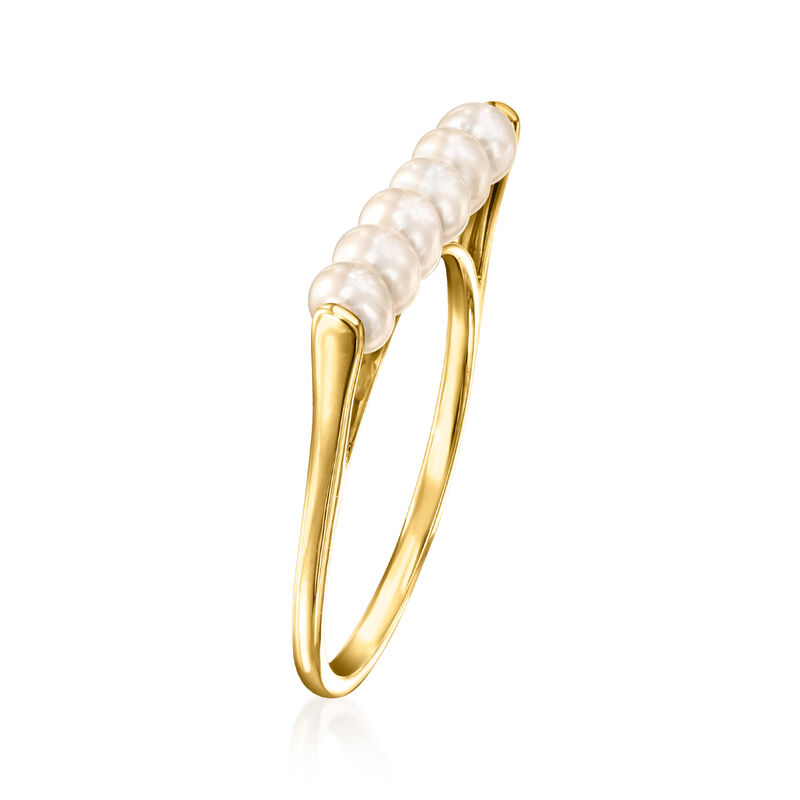 3-3.5mm Cultured Pearl Bar Ring in 14kt Yellow Gold image number 2