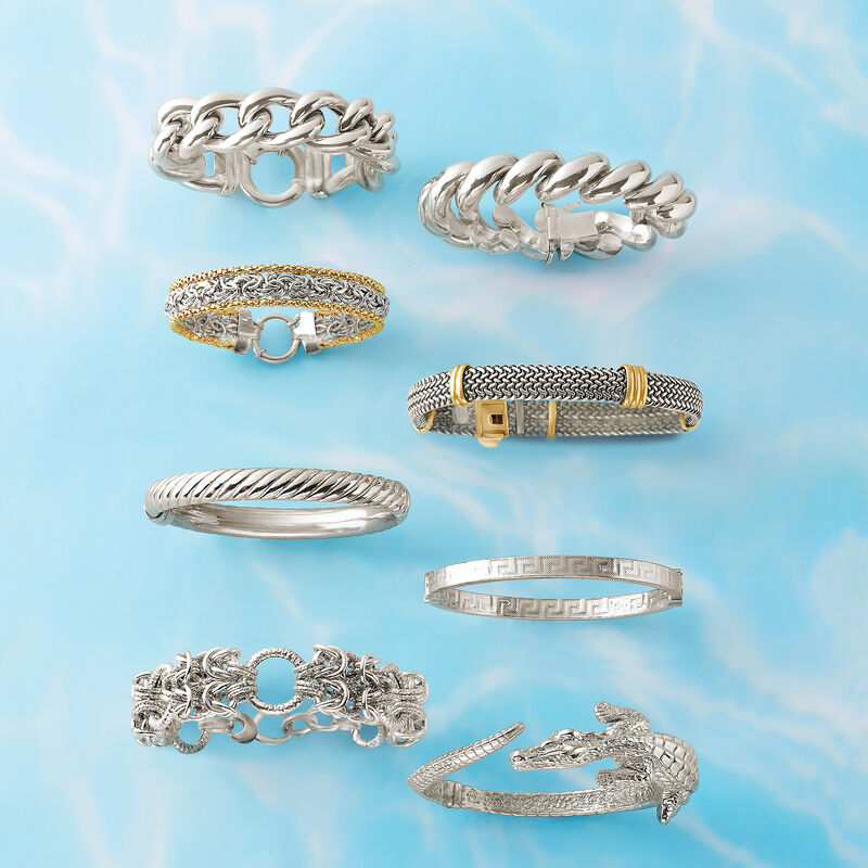 Sterling Silver and 14kt Yellow Gold Byzantine Bracelet image number 3