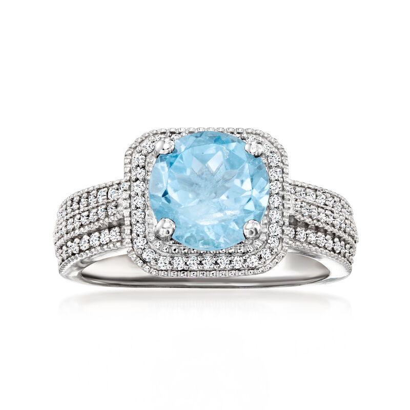 2.40 Carat Sky Blue Topaz and .33 ct. t.w. Diamond Ring in Sterling Silver image number 0