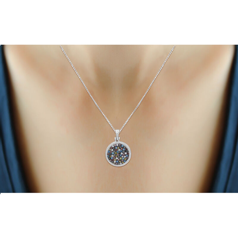 1.07 ct. t.w. Multicolored Diamond Pendant Necklace in Sterling Silver image number 2