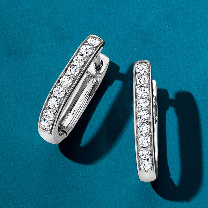 .15 ct. t.w. Lab-Grown Diamond Paper Clip Link Hoop Earrings in 14kt White Gold. 3/8&quot; image number 2