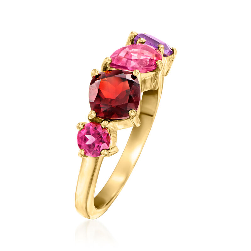 2.40 ct. t.w. Multi-Gemstone Ring in 18kt Gold Over Sterling image number 2