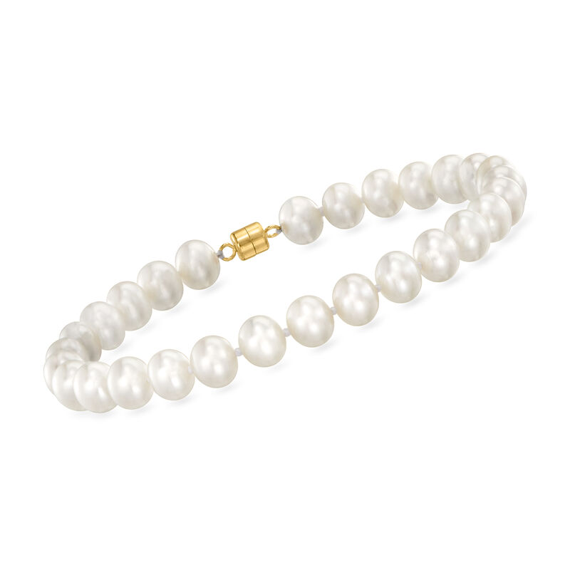 6-7mm Cultured Pearl Bracelet with 14kt Yellow Gold Magnetic Clasp. 8&quot; image number 0