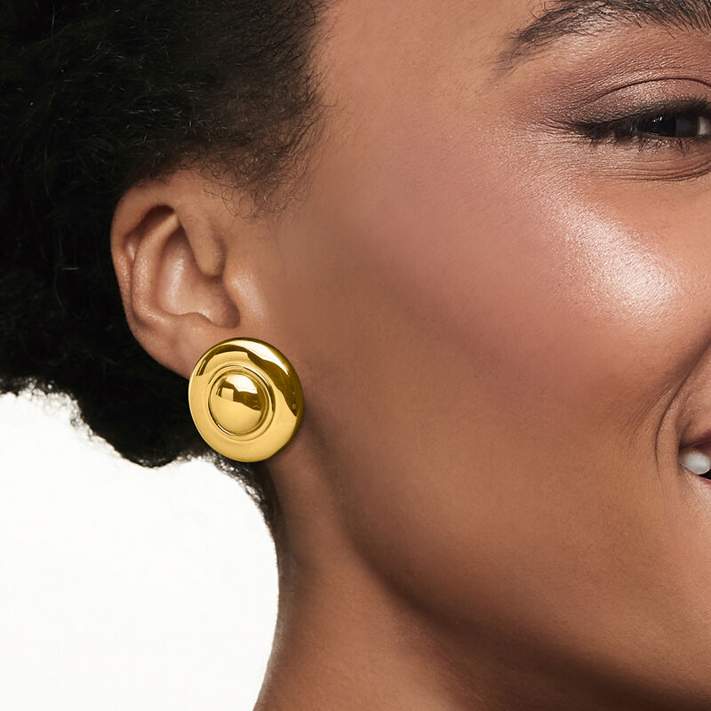 Italian 18kt Gold Over Sterling Button Earrings  image number 1