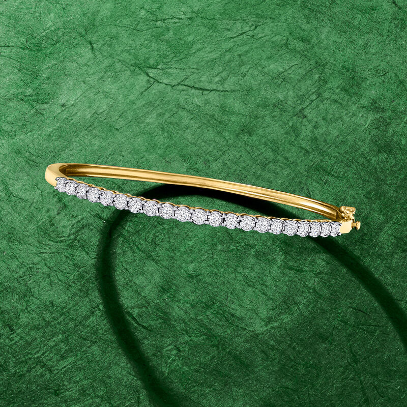 1.00 ct. t.w. Diamond Bangle Bracelet in 18kt Gold Over Sterling image number 2