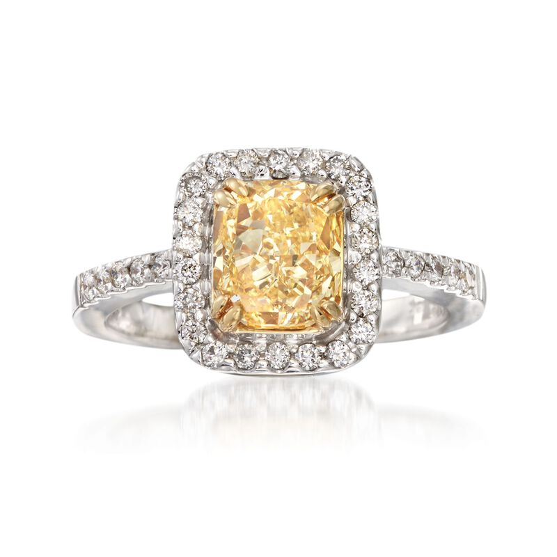 2.33 ct. t.w. Certified Yellow and White Diamond Ring in 18kt White Gold image number 0