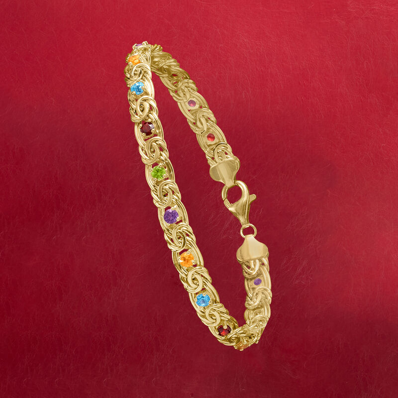 3.40 ct. t.w. Multi-Stone Byzantine Bracelet in 14kt Yellow Gold image number 2