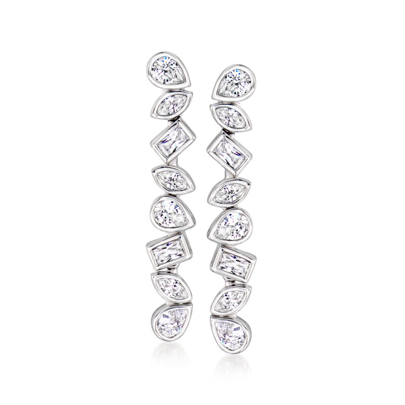 2.30 ct. t.w. Multi-Shaped CZ Drop Earrings in Sterling Silver  image number 0