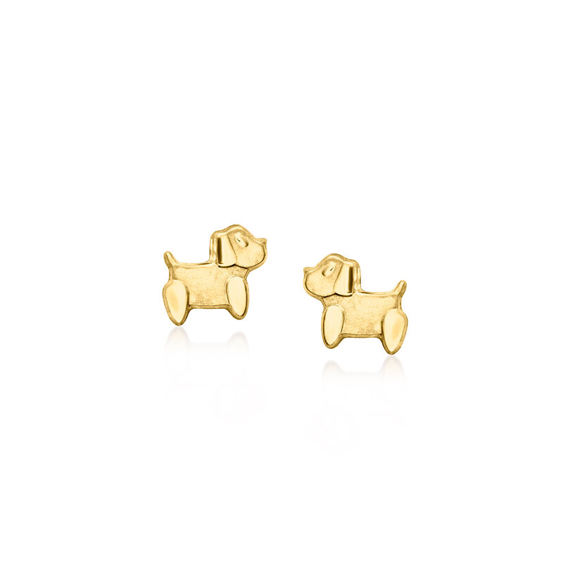Child's 14kt Yellow Gold Puppy Earrings image number 0
