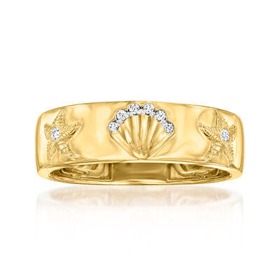 Diamond Sea Life Ring in 18kt Gold Over Sterling