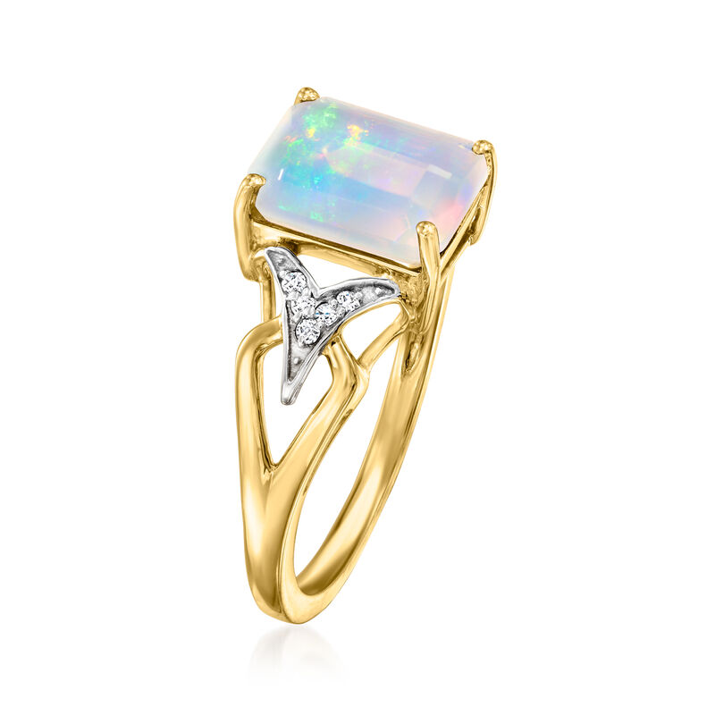 Opal Ring with Diamonds in 14kt Yellow Gold image number 2