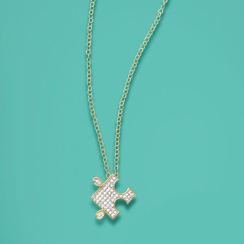 .10 ct. t.w. Diamond Puzzle Pieces Pendant Necklace in 14kt Yellow Gold image number 2