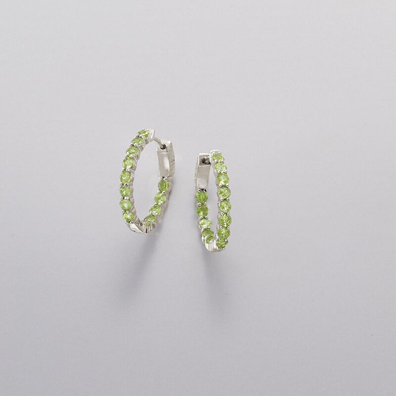 2.90 ct. t.w. Peridot Inside-Outside Hoop Earrings in Sterling Silver image number 2