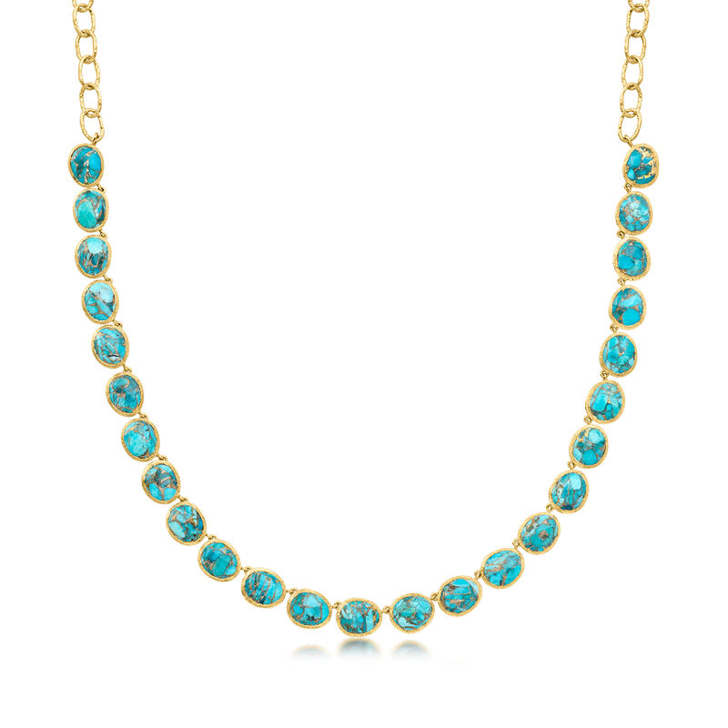 Turquoise Necklace in 18kt Gold Over Sterling. 18" image number 1