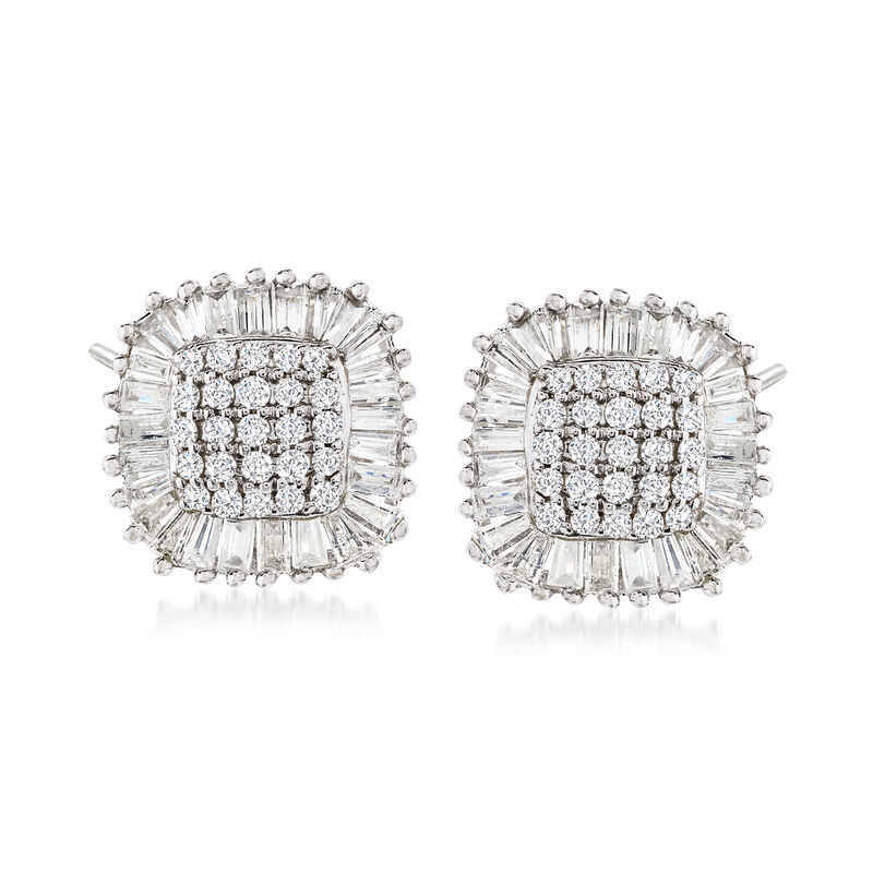 1.00 ct. t.w. Diamond Square Cluster Stud Earrings in 14kt White Gold image number 0