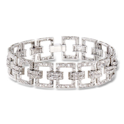 C. 1990 Vintage 6.75 ct. t.w. Diamond Geometric-Link Bracelet in Platinum