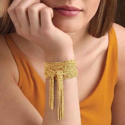 Italian 18kt Gold Over Sterling Silver Mesh Tie Necklace